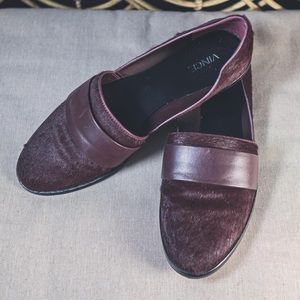 Burgundy Vince Genuine Calf Hair Flats